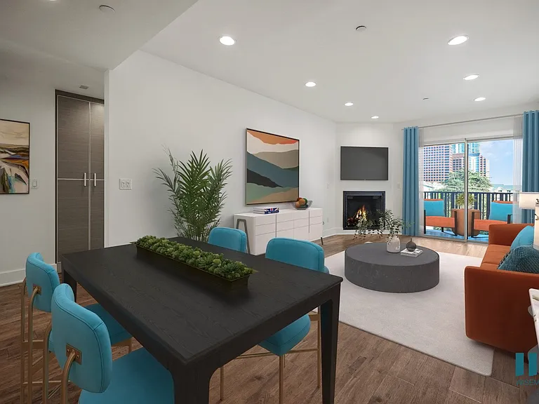 Open-Concept Dining and Living Room Space with a Patio