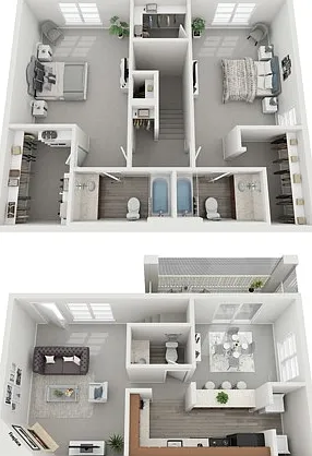 Two Bedroom Two Bathroom Townhome, 1204 sqft Two Bedroom Two Bathroom Townhome, 1204 sqft