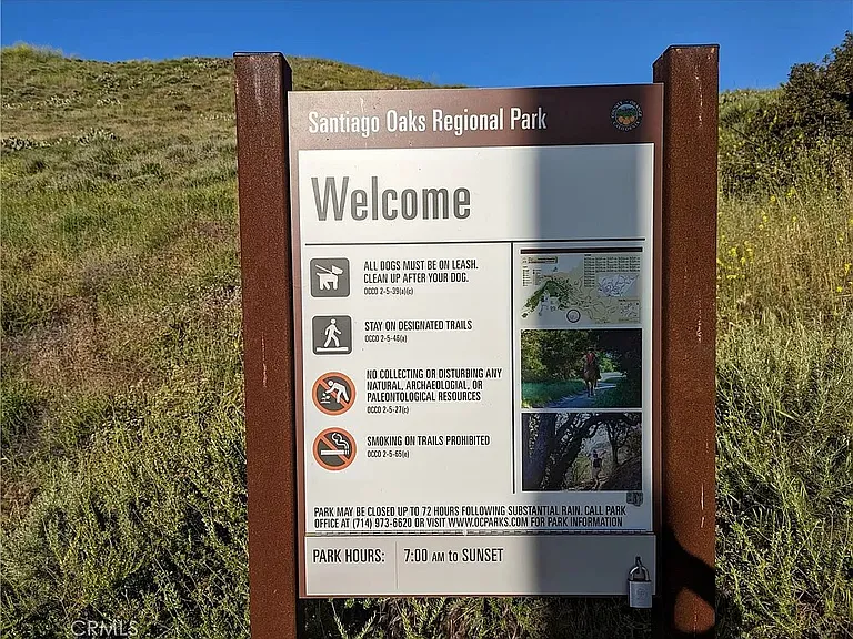 Close proximity to Santiago Oaks Regional Park