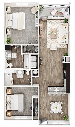 Floor plan B1 - Two Bedroom Two Bath
