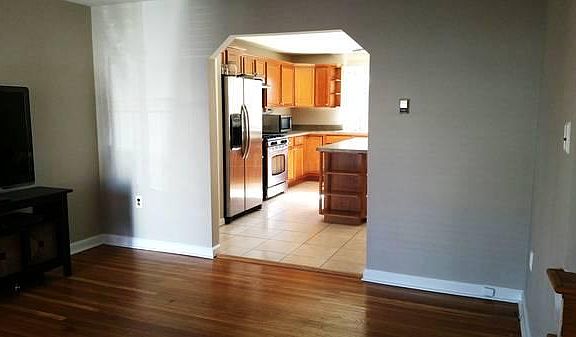View into open kitchen