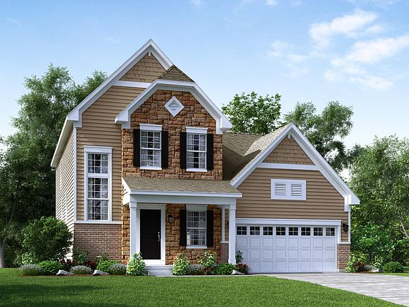 Elevation A Opt Brick Watertable Front with Stone Accent, Porch Garage