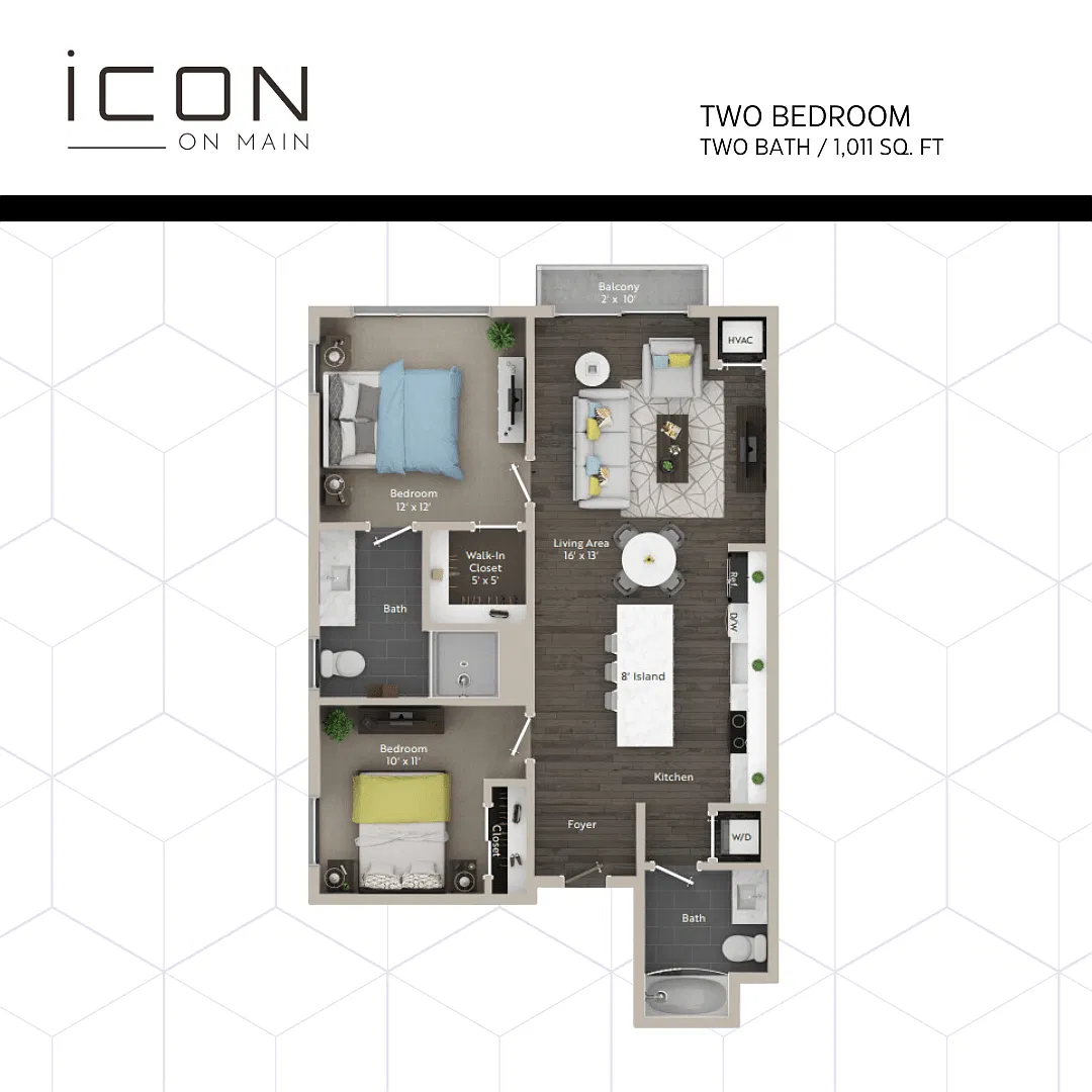 Floor plan 2 Bed | 2 Bath