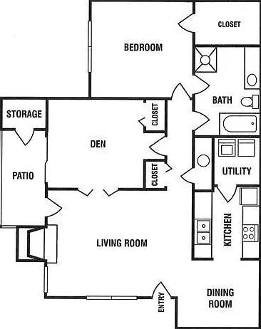2 Bed / 1 Bath - Convertible Layout 2 Bed / 1 Bath - Convertible Layout