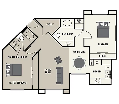 Floor plan 2 Bedroom 2 Bath - Large