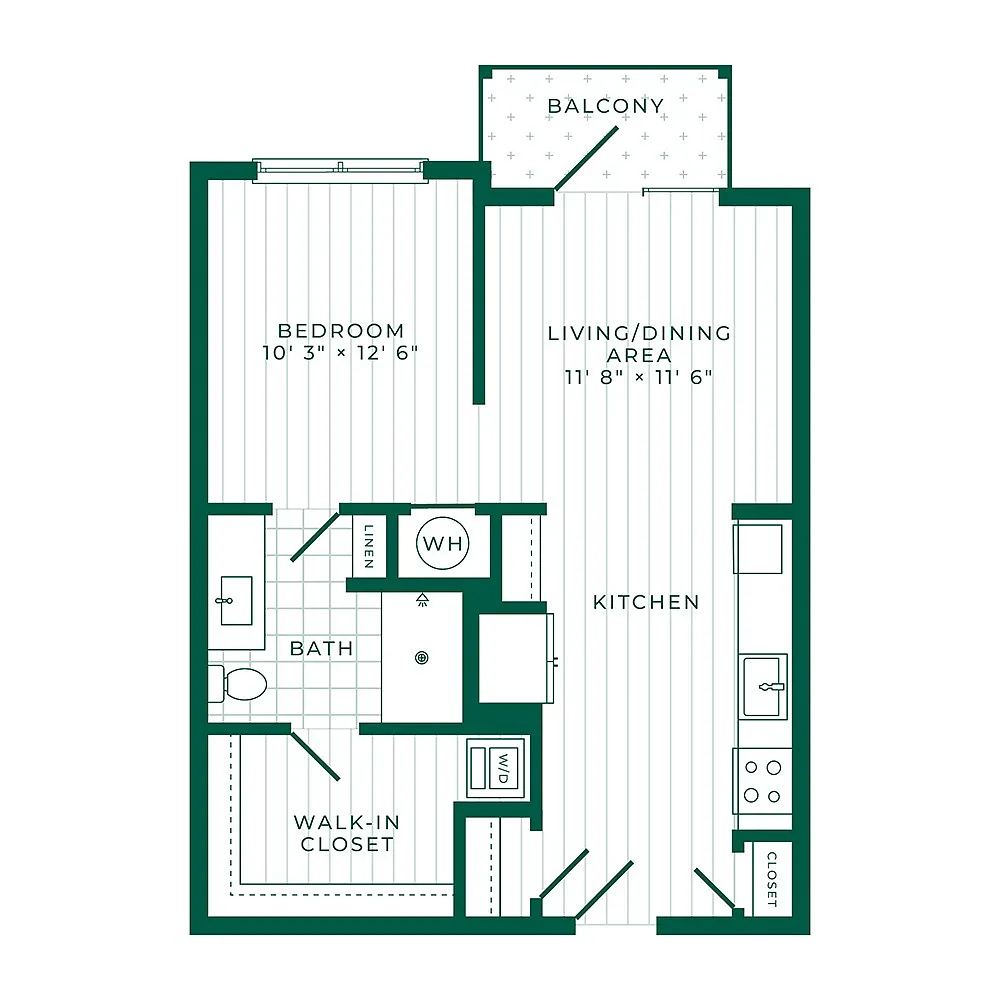 Floor plan S1: 0 Bed 1 Bath