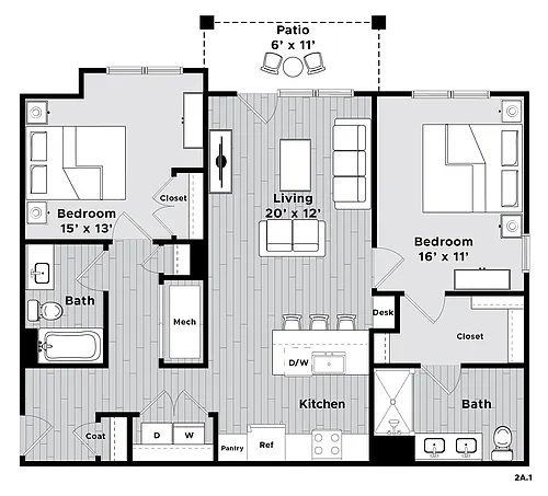Floor plan The Paddock (2A.1)