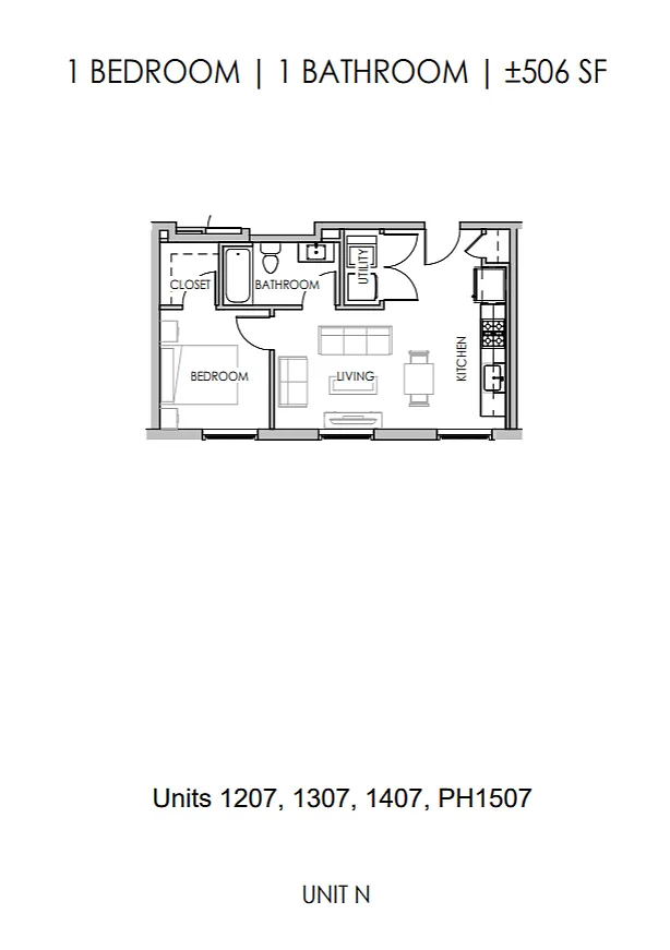 Floor plan One Bedroom One Bath