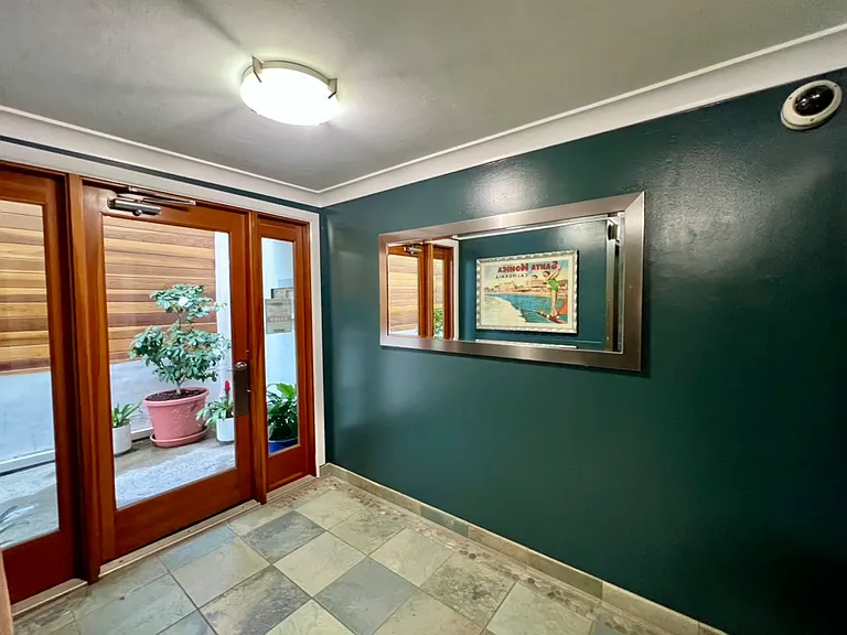 Secure lobby with intercom.