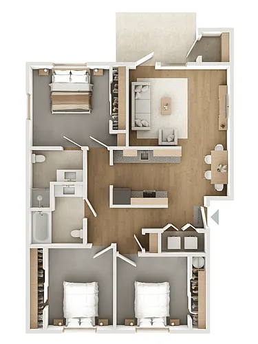 Floor plan Three Bed Two Bath 80