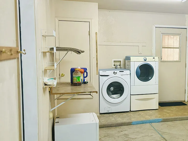 Washer and dryer are in garage