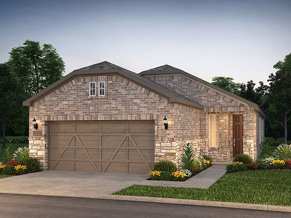 The Compass, a one-story home with 2-car garage, shown with home exterior LS203
