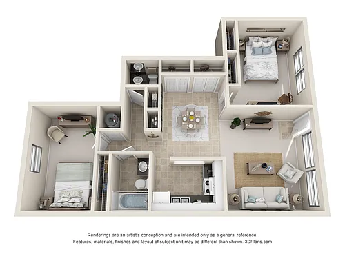 Floor plan 2 Bedroom 1.5 Bathroom Split