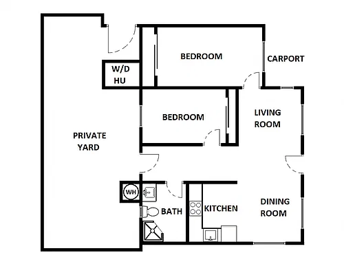 Floor plan 2 Bed / 1 Bath: Type E