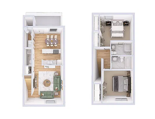 Floor plan 2 Bed, 2.5 Bath