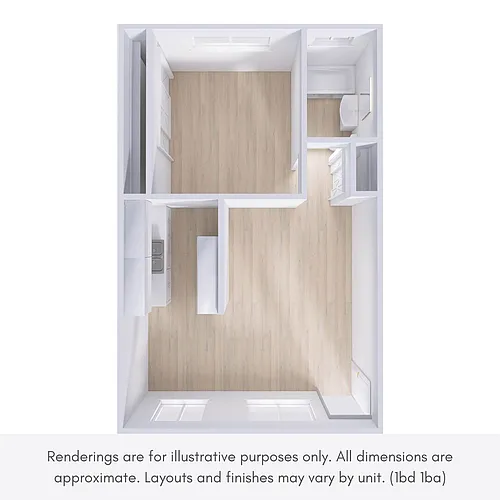 Floor plan 1 bed 1 bath