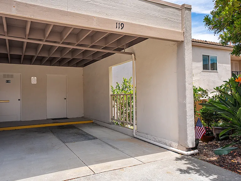 Covered parking for one vehicle and private storage unit.