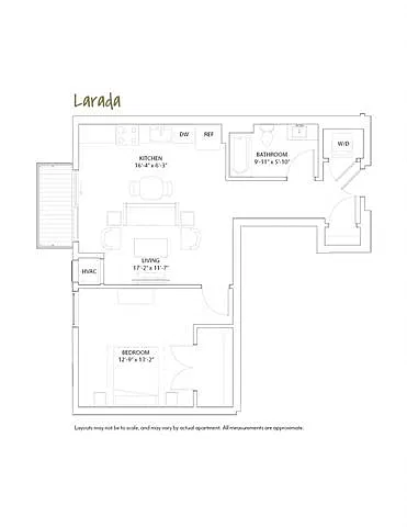 Floor plan 1 Bed 1 Bath Larada