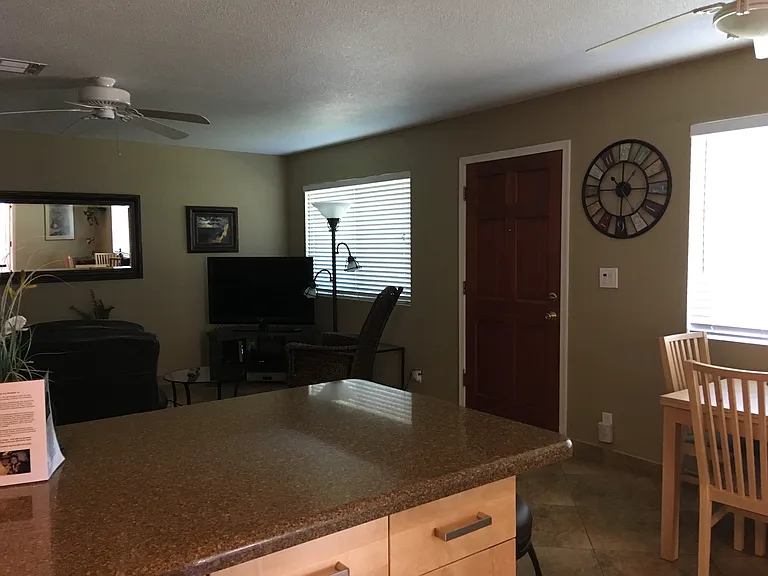 View from kitchen to living room.
