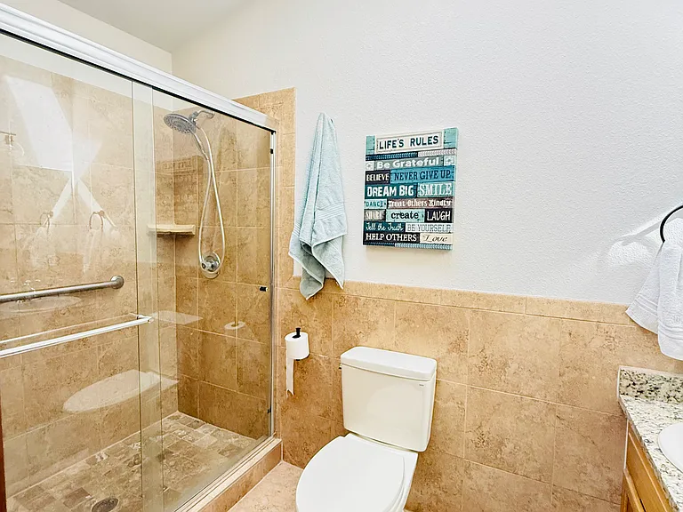 Master bathroom with skylight