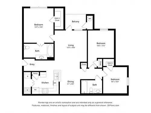 Floor plan Three Bedroom