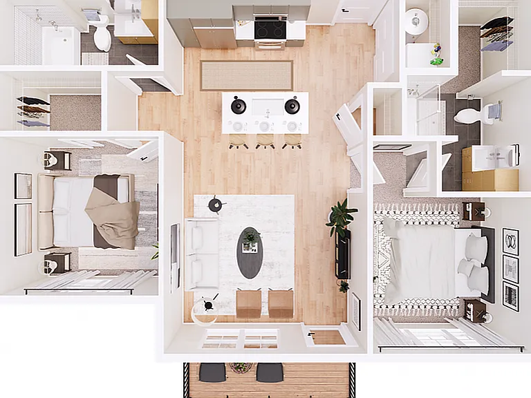 2A Overhead Floorplan - 947 sqft 2A Overhead Floorplan - 947 sqft