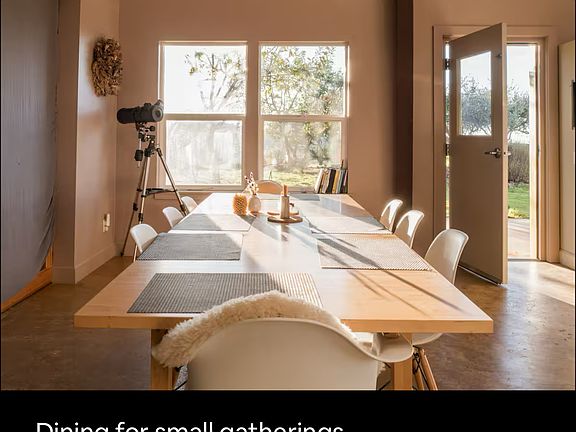 Dining table with removable leaf. 
Seating for 8 people.