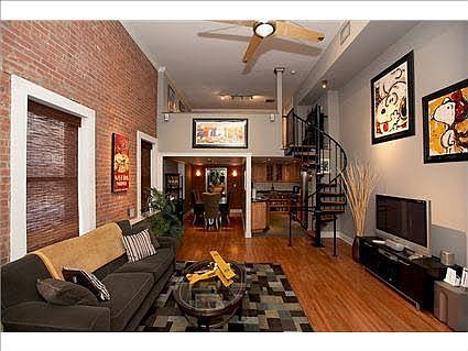 Living room with loft view