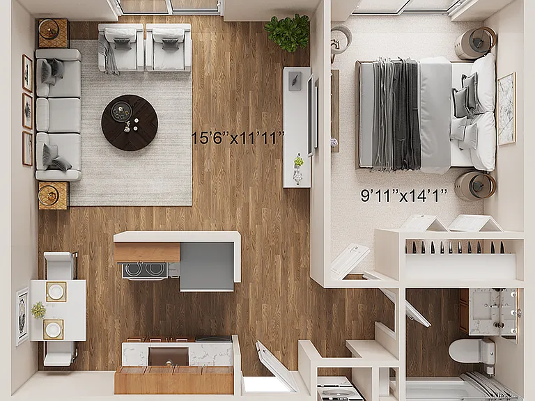 1 BR x 1 BA with Washer/Dryer Floorplan - Classic 1 BR x 1 BA with Washer/Dryer Floorplan - Classic