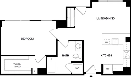 Floor plan 1 Bed/1 Bath-A12