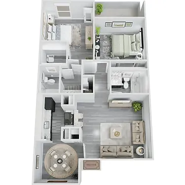 Floor plan Two Bedroom One Bath - B