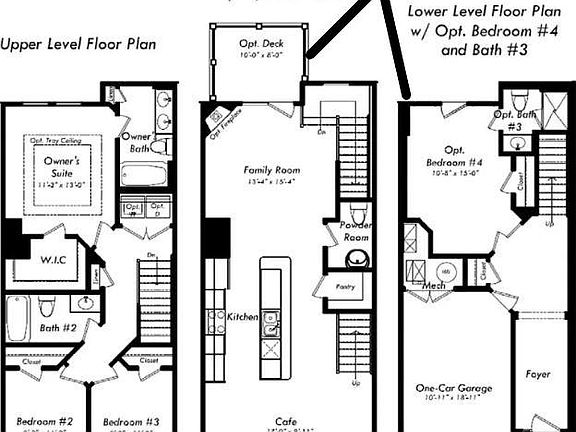 Original builders Plan. Deck is bigger and bottom is a rec room as in pictures
