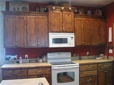 Custom knotty alder cabinets.