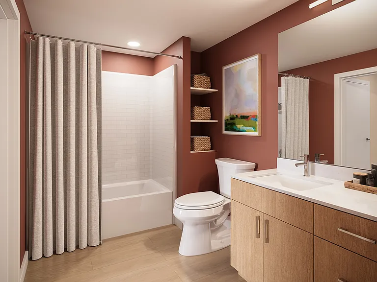 Modern Bathroom with Built-in Shelving