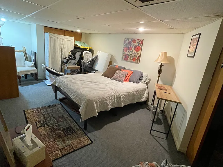 Basement living space, facing southeast.