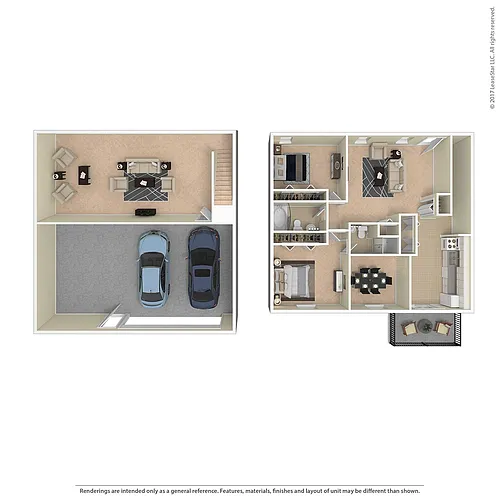 Floor plan Two Bedroom with Large Family Room
