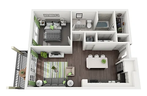 Floor plan A1 - 1 bed 1 bth (4764a1)