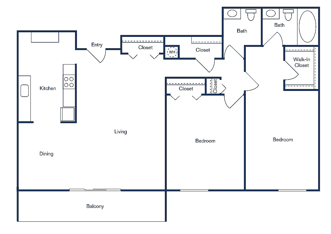 Floor plan 2x2R - (Renovated)