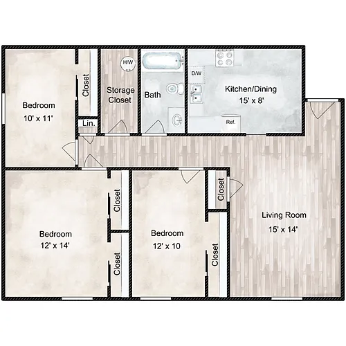 Floor plan Kenwood 3 Bedroom