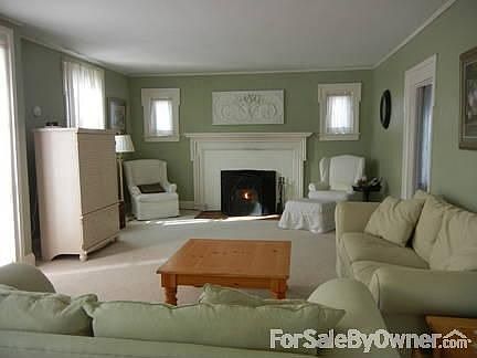 Living Room : Harmon Pellet Stove insert, Built-in Bookcases (not showcased in this picture)