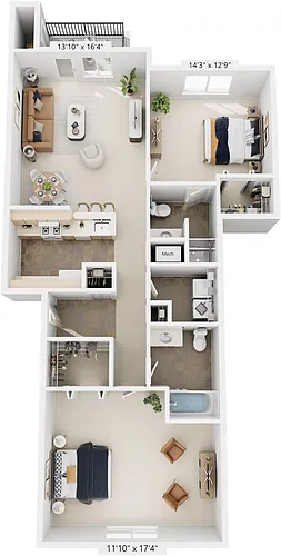 Floor plan Two Bedroom (Style II)