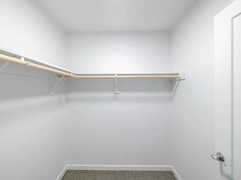 Spacious walk-in closet with endless storage space.