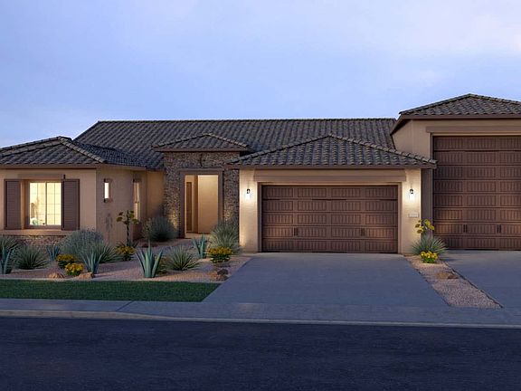 Ranch Hacienda Elevation B w Attached RV Garage Rendering