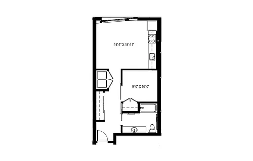 Floor plan Urban 1 Bedroom - U3
