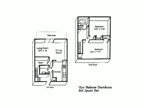 Floor plan 2 Bedroom, 1.5 Bath TH