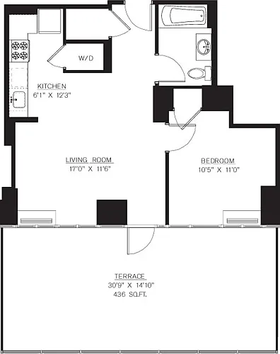 Floor plan 6J (Terrace 436)