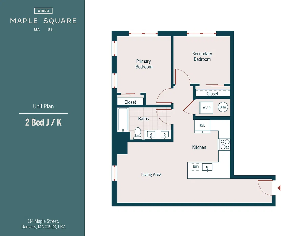 Floor plan 2 Bedrooms, 1 Bathroom