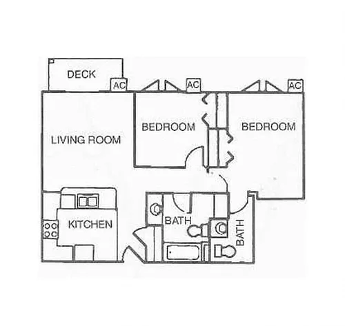 Floor plan 2 Bedroom 1.5 Bath
