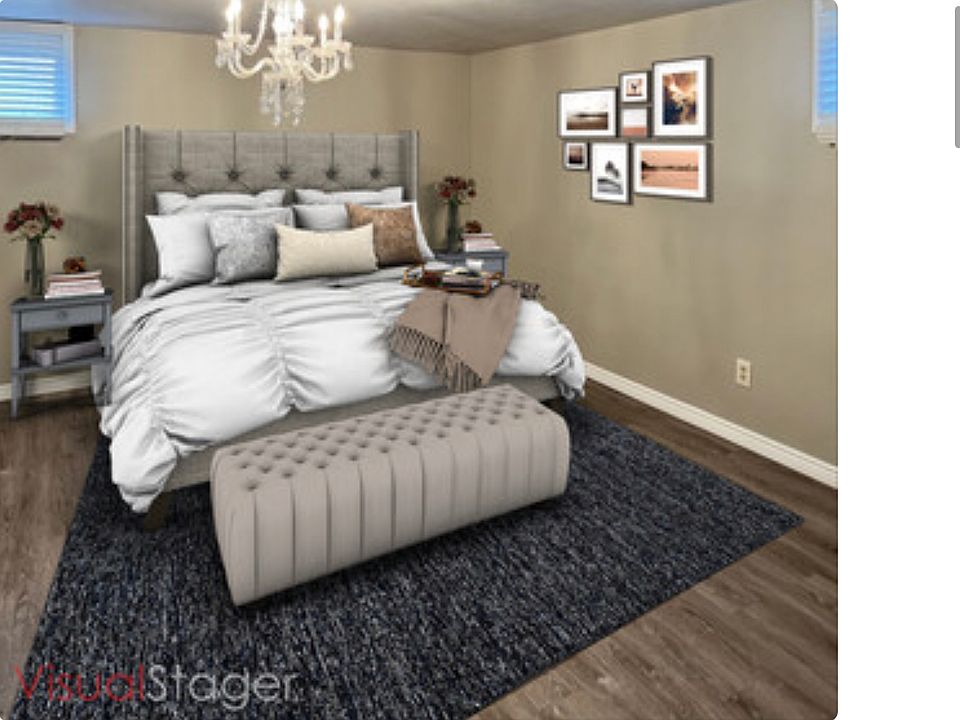 Staged primary bedroom.