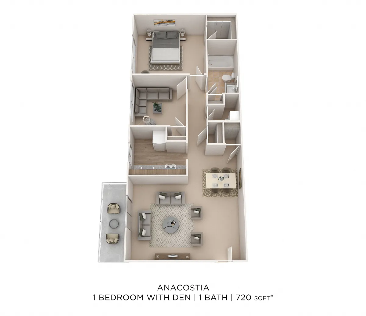 Floor plan One Bedroom - 720 sqft